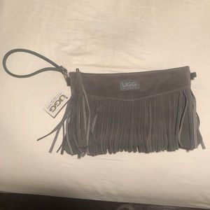 Grey Suede Clutch/Wristlet